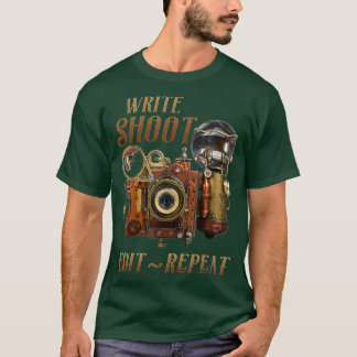 Skriva Tagning Redigera upprepad steampunk Flash T Shirt