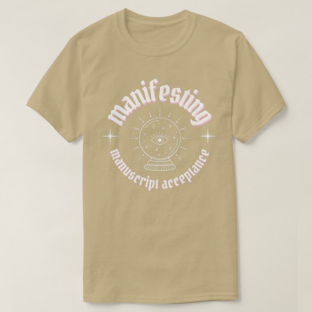 Skriva upp manuskript som accepterande av vitt bre t shirt (Design framsida)