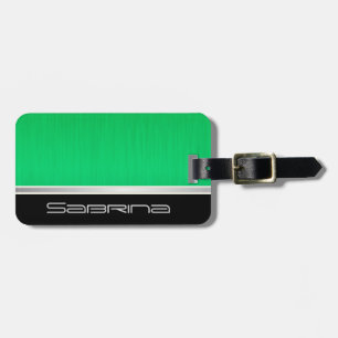 Skriva ut Bright Neon Grönt Brush Steel och Silver Bagagebricka