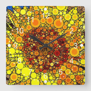 Skriva ut i Bright Solros Circle Mosaic Digital Ar Fyrkantig Klocka