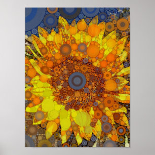 Skriva ut i Bright Solros Circle Mosaic Digital Ar Poster