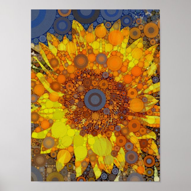 Skriva ut i Bright Solros Circle Mosaic Digital Ar Poster (Framsidan)