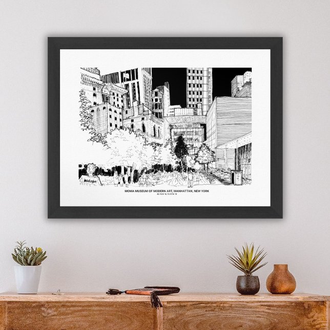 Skriva ut i modern konst för NYC Travel Sketch-väg Poster (New York City MoMA Museum Skyline Travel Sketch Poster)