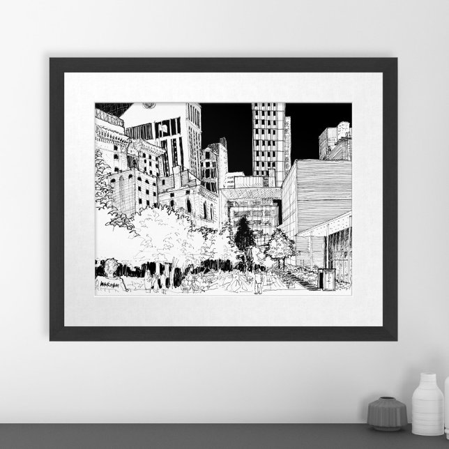 Skriva ut i modern konst för NYC Travel Sketch-väg Poster (Modern Home Decor NYC Travel Sketch Wall Art Print)