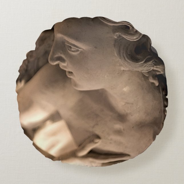 Skriva ut med marble Angel Sculpture Art Rund Kudde (Framsidan)