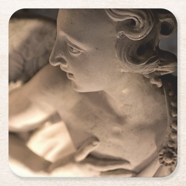Skriva ut med marble Angel Sculpture Art Underlägg Papper Kvadrat (Framsidan)