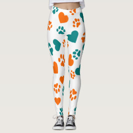 Skriva ut och höra på kugghjul - Orange och blått Leggings