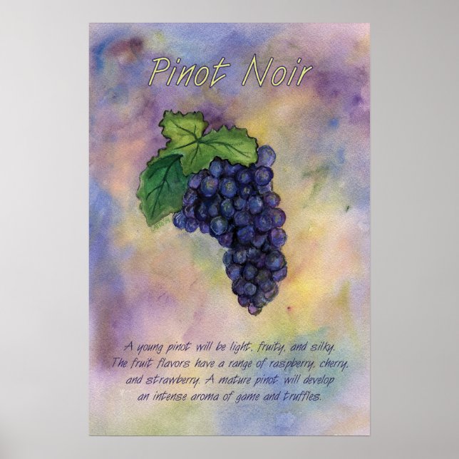 Skriva ut Pinot Noir Red Vin Grapes Art Skriv ut Poster (Framsidan)