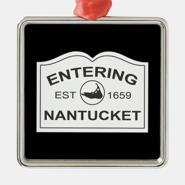 Skrivande in Nantucket Est. 1659 underteckna i Julgransprydnad Metall (Framsidan)
