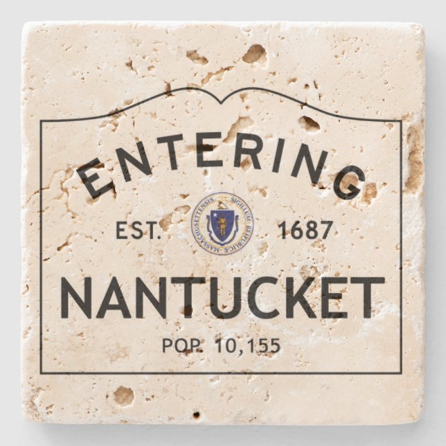 Skrivande in Nantucket stenkustfartyg Underlägg Sten (Framsidan)