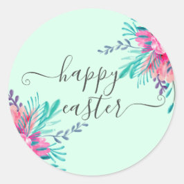 Skrivar den rosa blom- vattenfärgminten för glad runt klistermärke