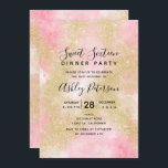 Skrivar den rosa vattenfärgen för guld- glitter inbjudningar<br><div class="desc">Ett modernt nätt glitter för chic- och elegantfauxguldstoft och en rosa vattenfärgsweet sixteen för pastell festar inbjudan. Göra perfekt för en sweet sixteenfödelsedagsfest.</div>
