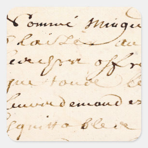 Skrivar det solbrända franska brev för vintage fyrkantigt klistermärke