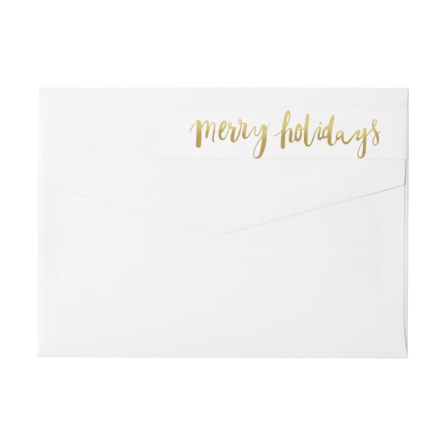 Skrivar elegantt guld för glad helgdagar etikettband (Baksidan)