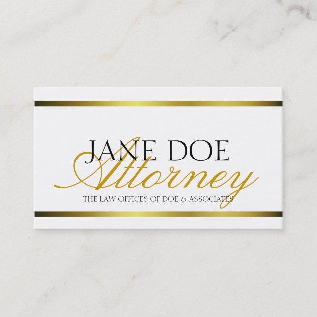 Skrivar guld- metalliska för advokat visitkort (Framsida)