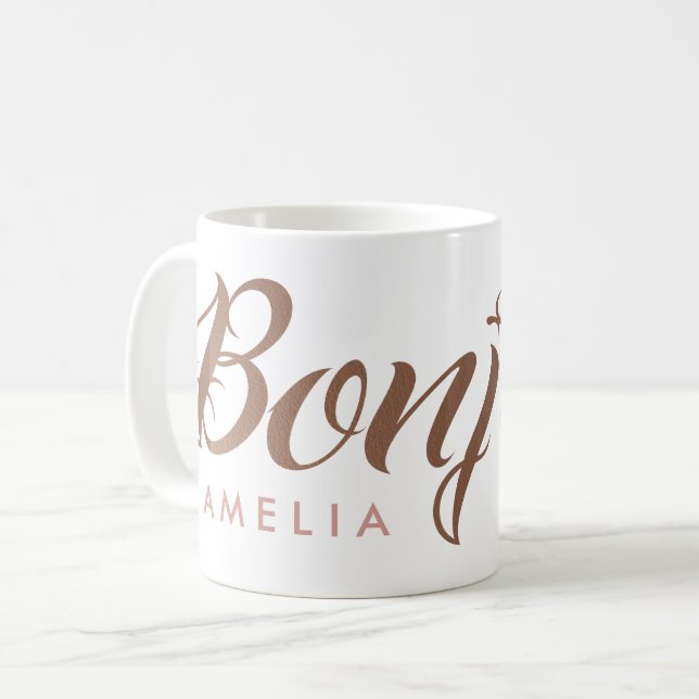 Skrivar personifierat franskBonjour rosa guld Kaffemugg (Framsida vänster)