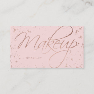 Skrivar rosa guld- konfettiar för Makeupfaux på Visitkort