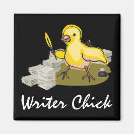 SkrivarChick med Papper, ludd och Bläck Magnet