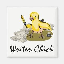 SkrivarChick med Papper, ludd och Bläck Magnet