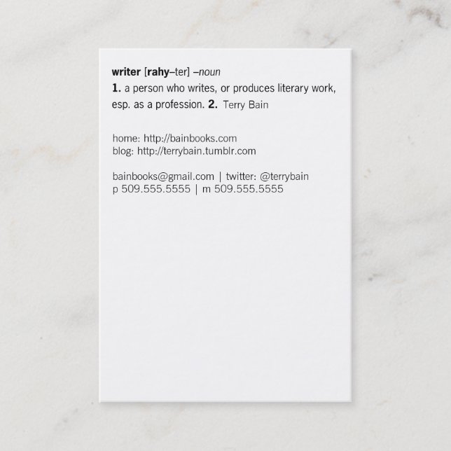 Skrivardefinierat [som du] visitkort (Framsida)