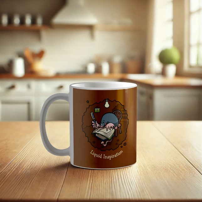 Skrivare för tyst Tecknad eller Student med Bokar Kaffemugg (Skapare uppladdad)