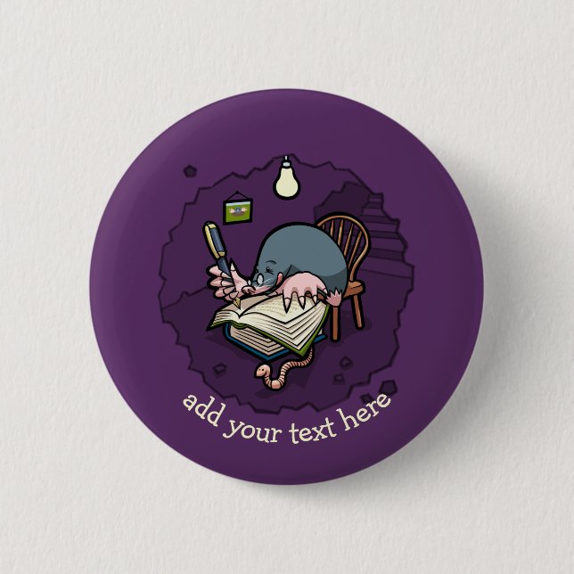 Skrivare för tyst Tecknad eller Student med Bokar Knapp (Framsida)