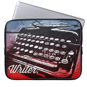Skrivare med skrivmaskin Blue Red Pop Art Laptop Sleeve