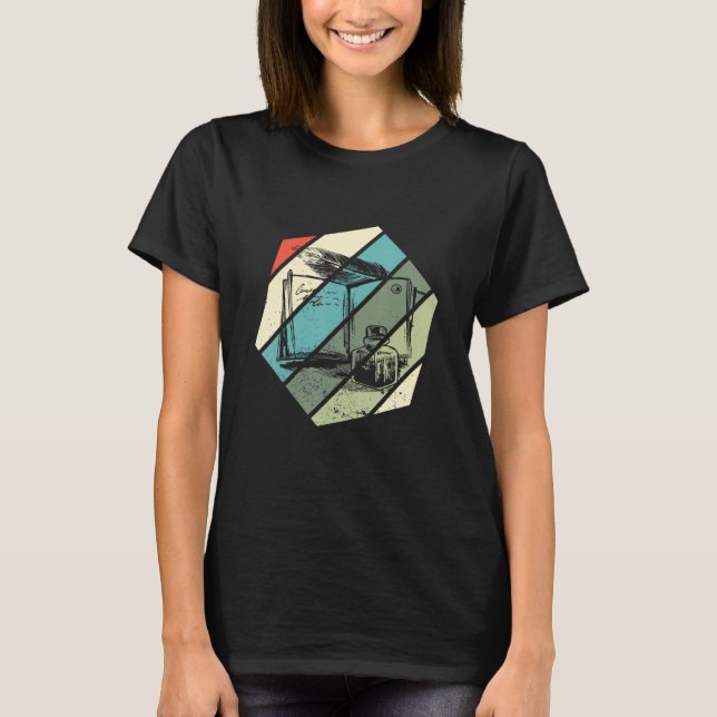 Skrivaren Hexa Retro Novel Writing Reading Bok T Shirt (Framsida)