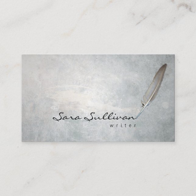 Skrivarens Quill Pen Grunge Struktur BusinessCard Visitkort (Framsida)