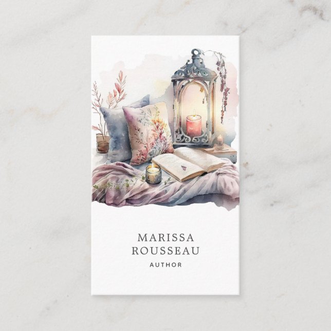 Skrivarens vattenfärgsläshörn visitkort (Framsida)