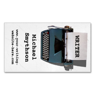 Skrivarförfattare Retro Typewriter på vit Papper Visitkortmagnet