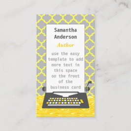 Skrivarförfattarskrivmaskin Modern Grått-Gult Visitkort
