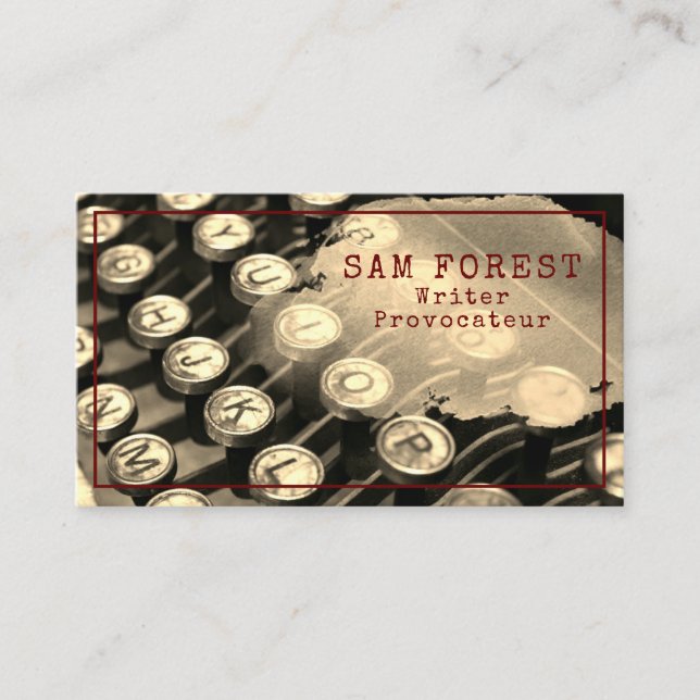 Skrivarjournalförfattare Antiketwriter Visitkort (Framsida)