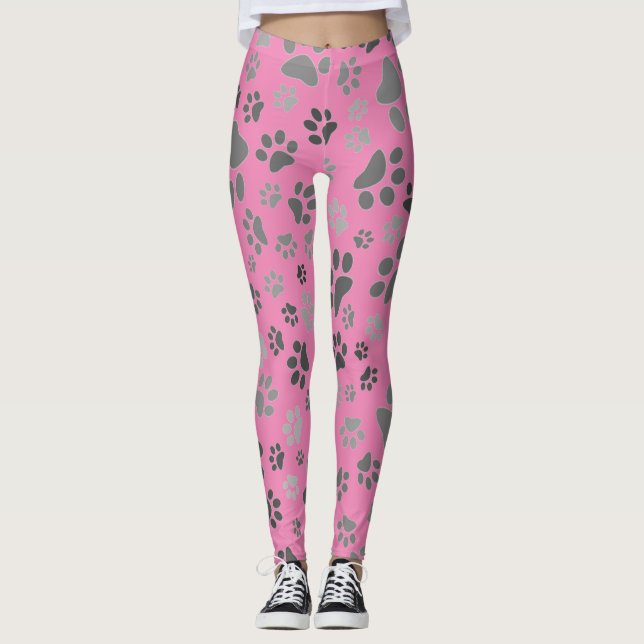 Skrivarkopplingar för dam Paw-utskrift Leggings (Framsida)
