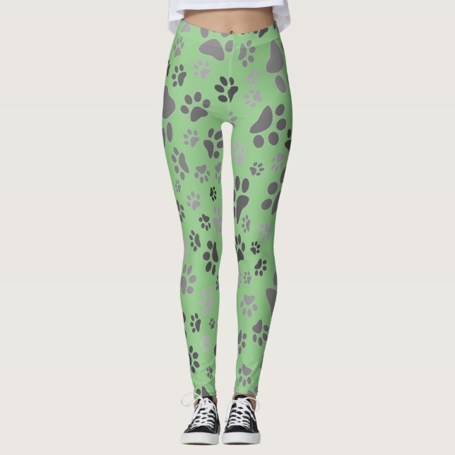 Skrivarkopplingar för dam Paw-utskrift Leggings (Framsida)