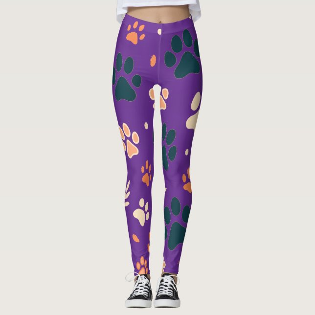 Skrivarkopplingar för uppspelningsfärg | Cute Hund Leggings (Framsida)