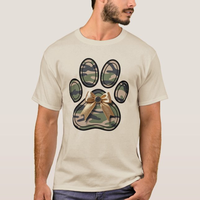 Skrivarkoquettefack för Camo Paw Hund älskare T Shirt (Framsida)