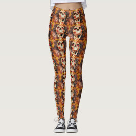 Skrivarlegeringar för skrikning av Skull Halloween Leggings