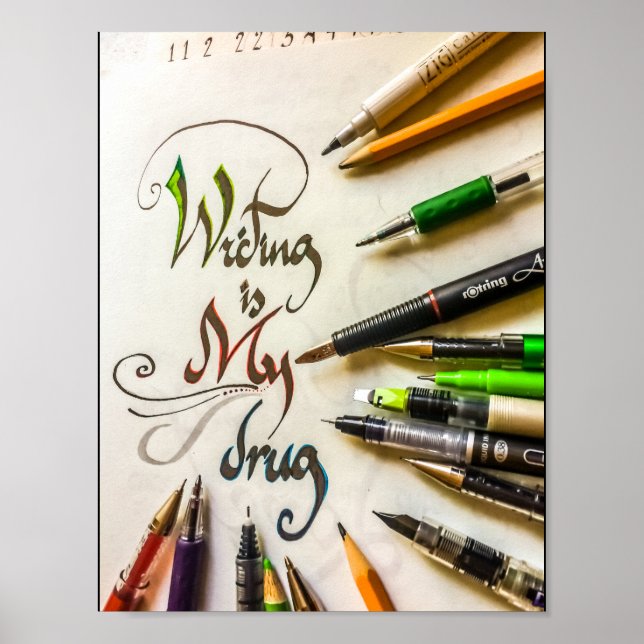 Skrivarmanifest pennor och pennor poster (Framsidan)