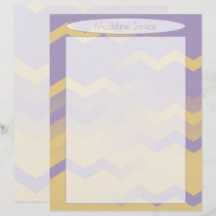 Skrivarstorlek Lavender och Guld Chevron Stationer Brevhuvud