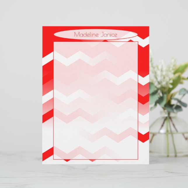 Skrivarstorlek Red and White Chevron Stationery Brevhuvud (Stående Fram)
