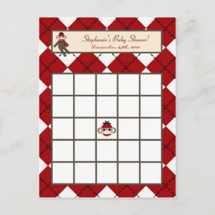 Skrivbar Bingo Card Red Sock monkey Argyle Inbjudan Vykort