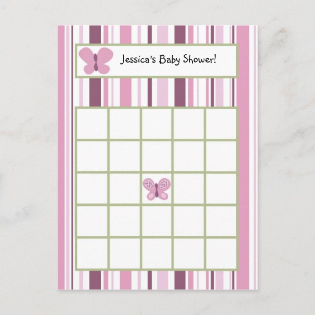 Skrivbar Bingo Card Socker Plum Butterfly Inbjudan Vykort (Framsida)