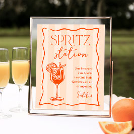 Skrivbar italiensk Spritz Station-dryckssignatur Poster