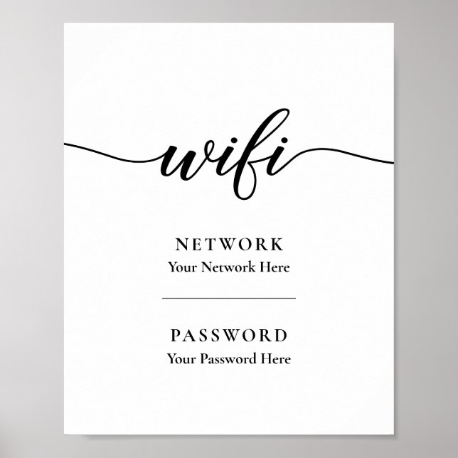 Skrivbar kalligrafi WiFi-lösenordsnätverkstecken Poster (Framsidan)