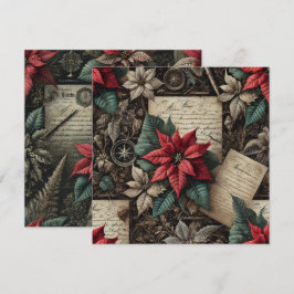 Skrivbar Mörk Akademia Poinsettia Stationery Inbjudningar