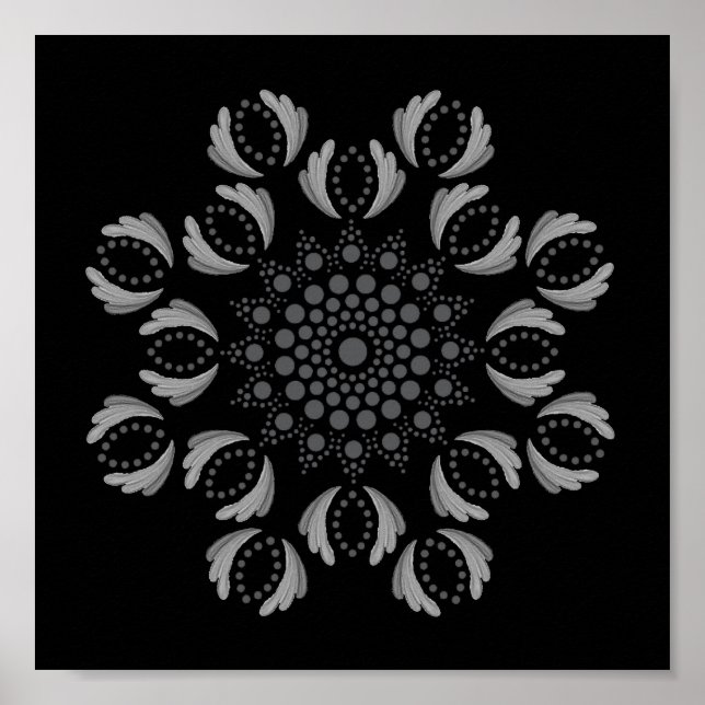 Skrivbar pricka på din egen Mandala-mall Poster (Framsidan)