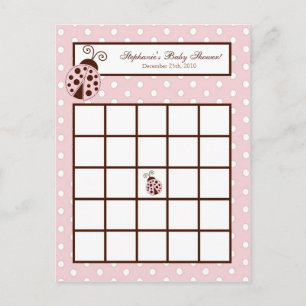 Skrivbar Rosa för Bingo Card Ladybug Inbjudan Vykort
