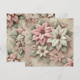 Skrivbar Shabby chic Fabric Poinsettia-skrapbok Inbjudningar