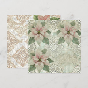 Skrivbar Shabby chic Poinsettia och Snöre-skrapbok Inbjudningar